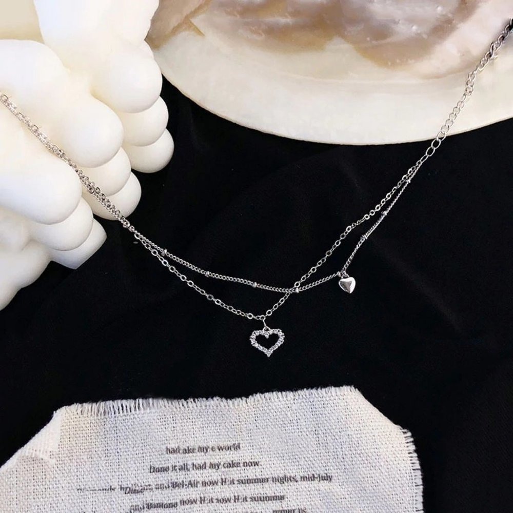 NEW 925 Sterling Silver Diamond Heart Layer Anklet - Picture 11 of 12